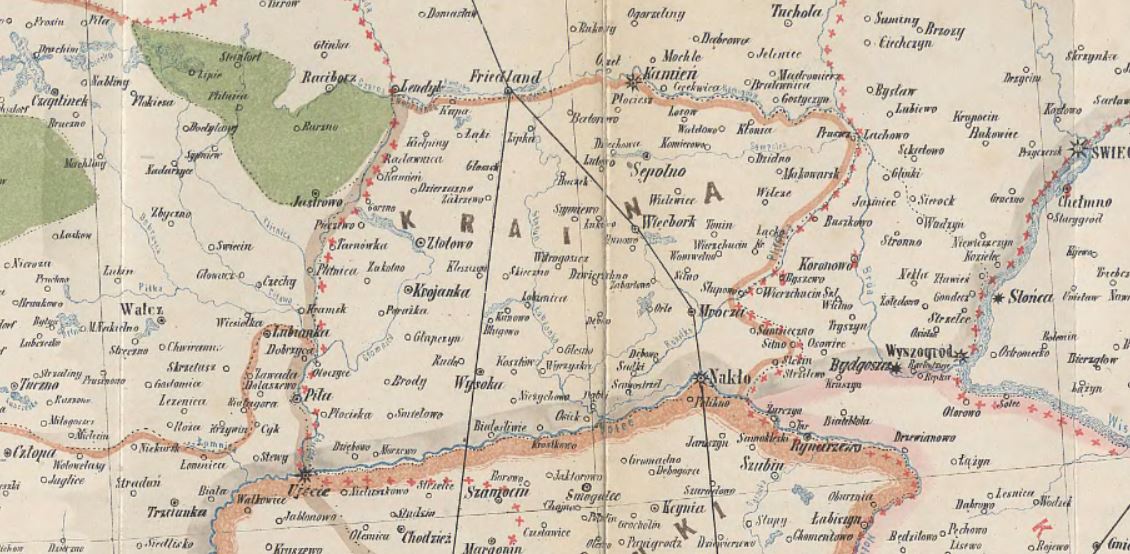 Krajna na dawnej mapie